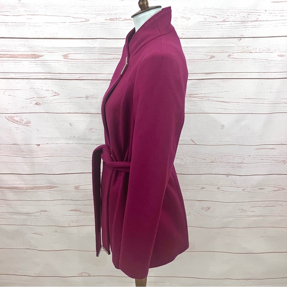 NWOT Ted Baker Magenta Berry Asymmetrical Wrap Drytaa Belted Wool Cashmere Coat - Picture 8 of 15